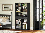 Tall Bookshelf with Drawer, Freestanding Bookcase for Bedroom, Living Room, Home Office, Black T3398P423533