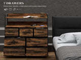 Rustic Chest of Seven Fabric Drawers - Rustic Brown T3398P329438