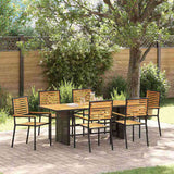 Garden Dining Set 7 pcs Black Poly Rattan 3365450