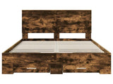 Bed Frame with Drawer Smoked Oak 120 x 190 cm Engineered Wood 3409671