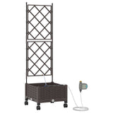 Garden Planter with Irrigation&Wheels Brown 40 x 40 x 132 cm PP 3422944