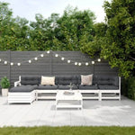 ZNTS 7 Piece Garden Lounge Set White Solid Wood Pine 3250617