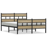 Metal Bed Frame without Mattress Sonoma Oak 150x200 cm King Size 3308470