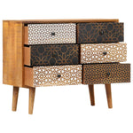 ZNTS Sideboard with Printed Pattern 90x30x70 cm Solid Mango Wood 247916