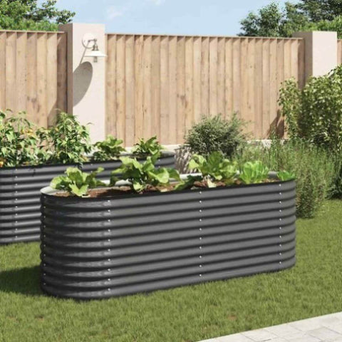Garden Raised Bed 240x80x81 cm Galvanised Steel Grey 45523