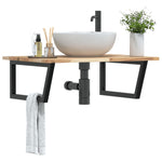 Basin Shelf Wall Mounted Steel and Solid Wood Acacia 3302895