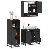 ZNTS 3 Piece Bathroom Furniture Set Black Engineered Wood 3300985