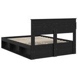 Bed Frame with Headboard Black 150 x 200 cm Solid Pine Wood 3409744