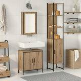 Bathroom Furniture Set with Door 3 pcs Brown 33 x 33 x 185.5 cm 3334400