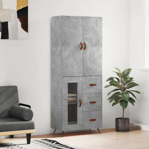 Highboard Concrete Grey 69.5x34x180 cm Engineered Wood 3195935