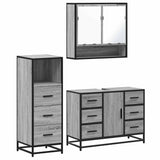 ZNTS 3 Piece Bathroom Furniture Set Grey Sonoma Engineered Wood 3301053