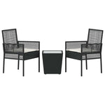 Garden Bistro Set 3 pcs Black Poly rattan 3334955