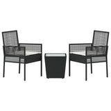 Garden Bistro Set 3 pcs Black Poly rattan 3334955