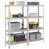 4-Layer Storage Shelves 2 pcs Silver Steel&Engineered Wood 4016933