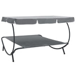 Outdoor Lounge Bed with Canopy Grey 48073