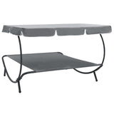 Outdoor Lounge Bed with Canopy Grey 48073