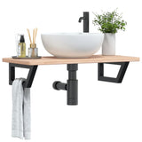 Basin Shelf Wall Mounted Steel and Solid Wood Oak 3302331