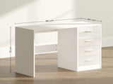 Computer Desk with Drawers, Dressing Table, High Gloss Home Office Writing Workstation, White T3398P343290