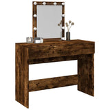 Dressing Table with LED Smoked Oak 100x40x130 cm 848196