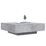 ZNTS Coffee Table with LED Lights Concrete Grey 100x100x31 cm 836605