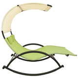 Sun Lounger Green and cream Textilene, Steel Double 310550