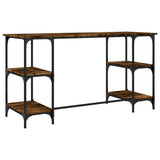 Desk Smoked Oak 140x50x75 cm Metal and Engineered Wood 845328