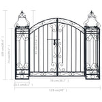 ZNTS Ornamental Garden Gate Wrought Iron 122x20.5x100 cm 49419