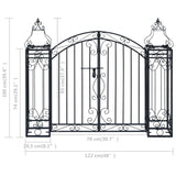 ZNTS Ornamental Garden Gate Wrought Iron 122x20.5x100 cm 49419
