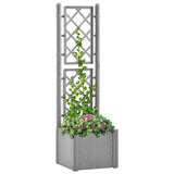 Garden Raised Bed with Trellis and Self Watering System Grey 317577