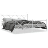 Metal Bed Frame without Mattress with Footboard White 183x213cm 376574