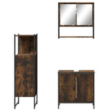 3 Piece Bathroom Furniture Set Smoked Oak Engineered Wood 3214702