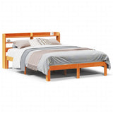 Bed Frame without Mattress Wax Brown 135x190 cm Solid Wood Pine 3306801