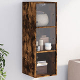 Wall Cabinet with Glass Doors Smoked Oak 35x37x100 cm 836487