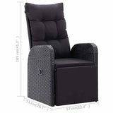 7 Piece Garden Dining Set with Cushions Black Poly Rattan 3095292