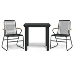 ZNTS 3 Piece Garden Dining Set Black PVC Rattan 3099209