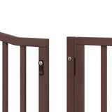 Dog Gate with Door Foldable 6 Panels Brown 480 cm Poplar Wood 3155637