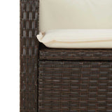 Reclining Garden Bench with Cushions Brown Poly Rattan 368227