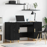 Desk with Shelf Black Oak 140 x 50 x 75 cm Engineered Wood 886236