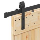 Sliding Door with Hardware Set 90x210 cm Solid Wood Pine 3332661