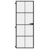 Interior Door Slim Black 76x201.5 cm Tempered Glass&Aluminium 155125