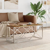 Coffee Table Stainless Steel and Solid Wood Reclaimed 349968