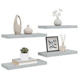 Floating Wall Shelves 4 pcs Concrete Grey 60x23.5x3.8 cm MDF 326599