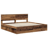 Bed Frame with Headboard Old Wood 200 x 200 cm Solid Pine Wood 3410562