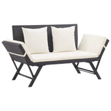 Garden Bench with Cushions Black 176 cm Poly Rattan 317181