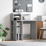 Desk with Shelf Grey Sonoma 90 x 48 x 101.5 cm Engineered Wood 869527