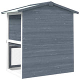 170837 Outdoor Rabbit Hutch 3 Doors Grey Wood