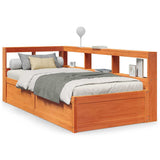Bookcase Bed without Mattress Wax Brown 90x190cm Solid Wood Pine 3324483