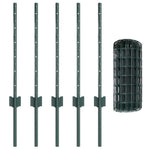Fence with Posts Green 0.6 x 10 m Steel 3335981
