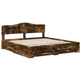 Bed Frame with Drawer Smoked Oak 180 x 200 cm Engineered Wood 3413163