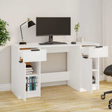 Desk with Side Cabinet White Engineered Wood 3115908